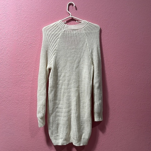NO BOUNDARIES SWEATER DRESS JUNIORS LARGE WHITE KNIT LONG SLEEVE KEYHOLE NECK XL - Picture 3 of 5